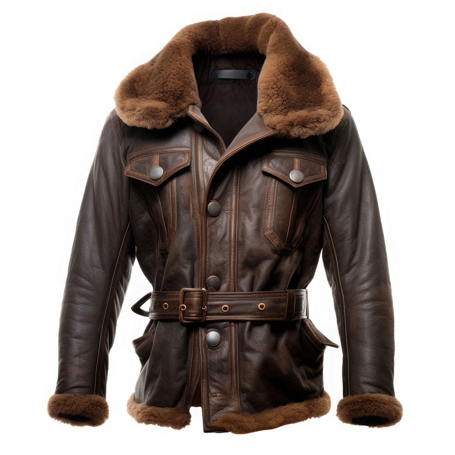 Rugged Winter Shearling Coat