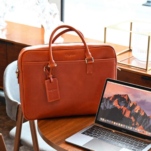 Leather Canvas Laptop Messenger Bag